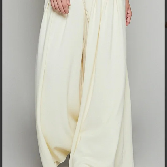 POL Thermal Pleat Stretch Peach Wide-Leg Pants Large - Picture 2 of 7